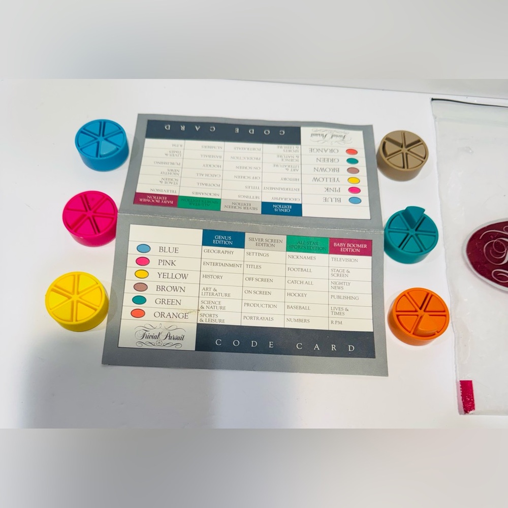 Trivial Pursuit Mastergame 1980’s Game Pie’s,Wedges, Code Card Replacement Parts